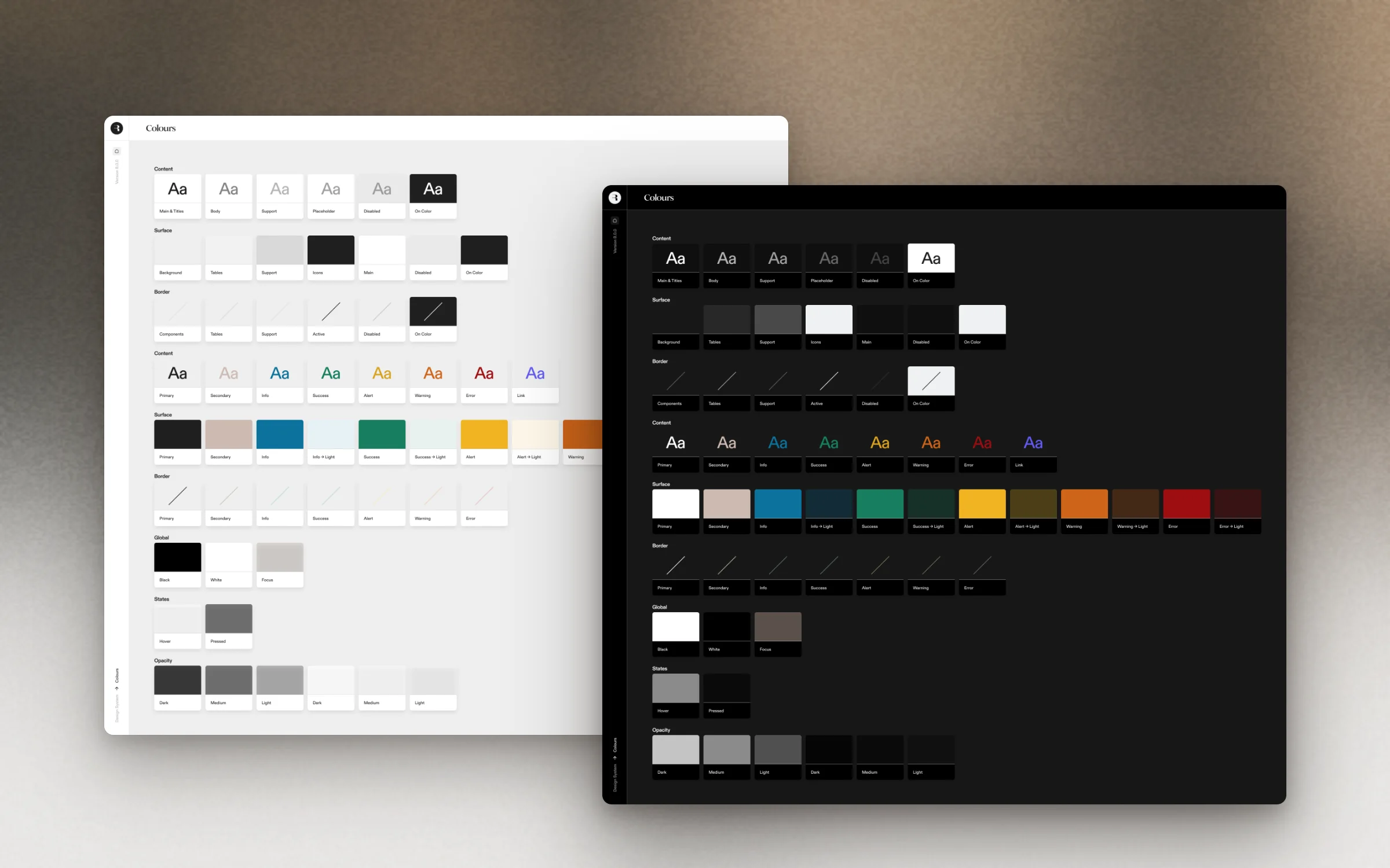 Semantic colours in light and dark